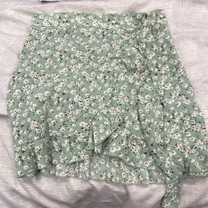 Sage green floral skirt